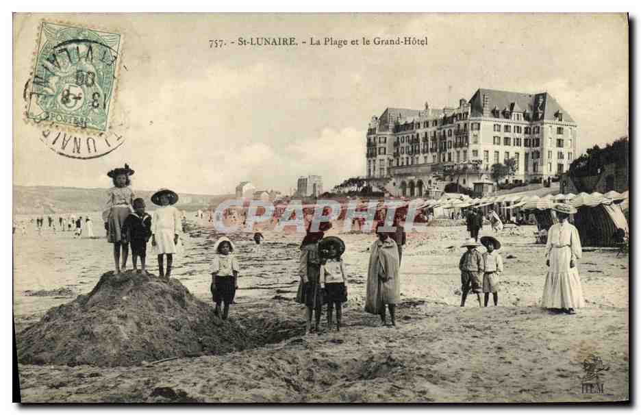 St-Lunaire - La Plage et le Grand-Hôtel — H. Le Maître, éditeur à St-Malo, n° 757