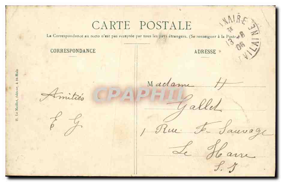 St-Lunaire - La Plage et le Grand-Hôtel — H. Le Maître, éditeur à St-Malo, n° 757 — Reverso