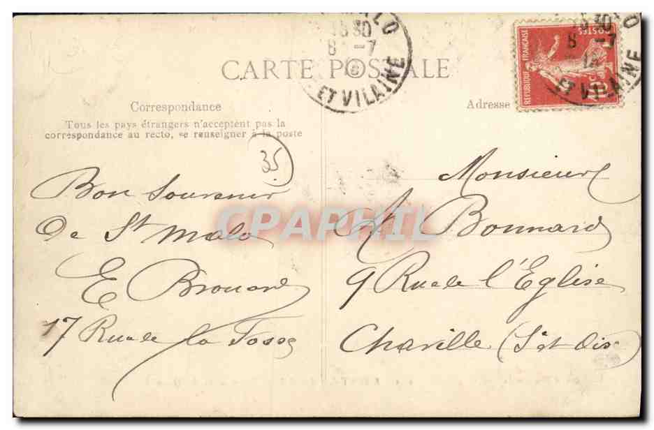 CPA Saint Lunaire Promenade du Decolle — Verso