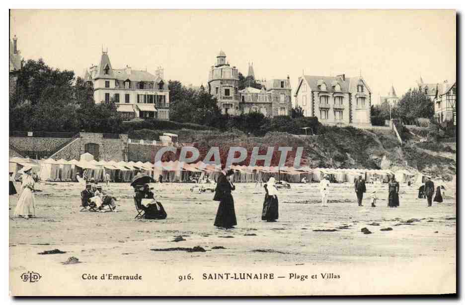 Saint-Lunaire — Plage et Villas — Éditeur ELD, n° 916