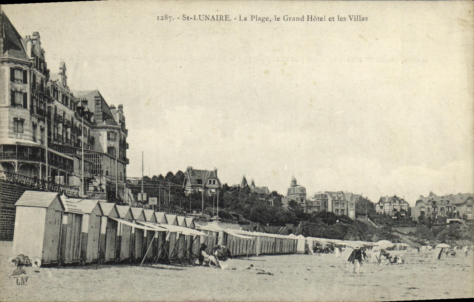 St-Lunaire - La Plage, le Grand Hôtel et les Villas — Éditeur L. de Maillo, n° 1287