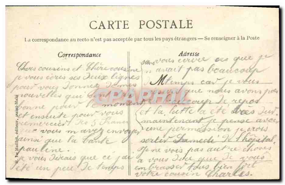 St-Lunaire - La Plage, le Grand Hôtel et les Villas — Éditeur L. de Maillo, n° 1287 — Verso