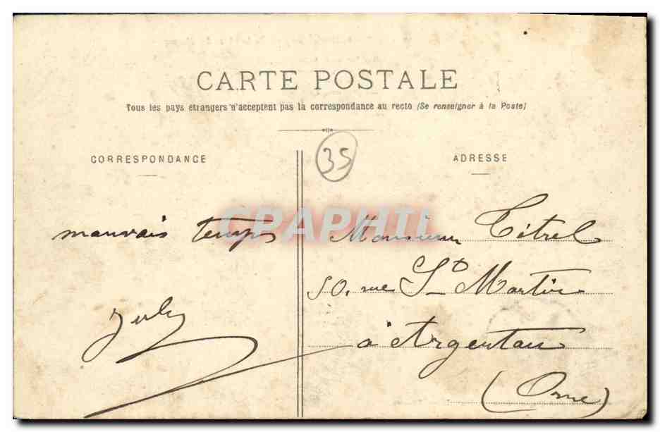 St-Méen (Ille-et-Vilaine) — La Rue de Merdrignac vue de la Place du Champ — Henri Gaultier — Verso