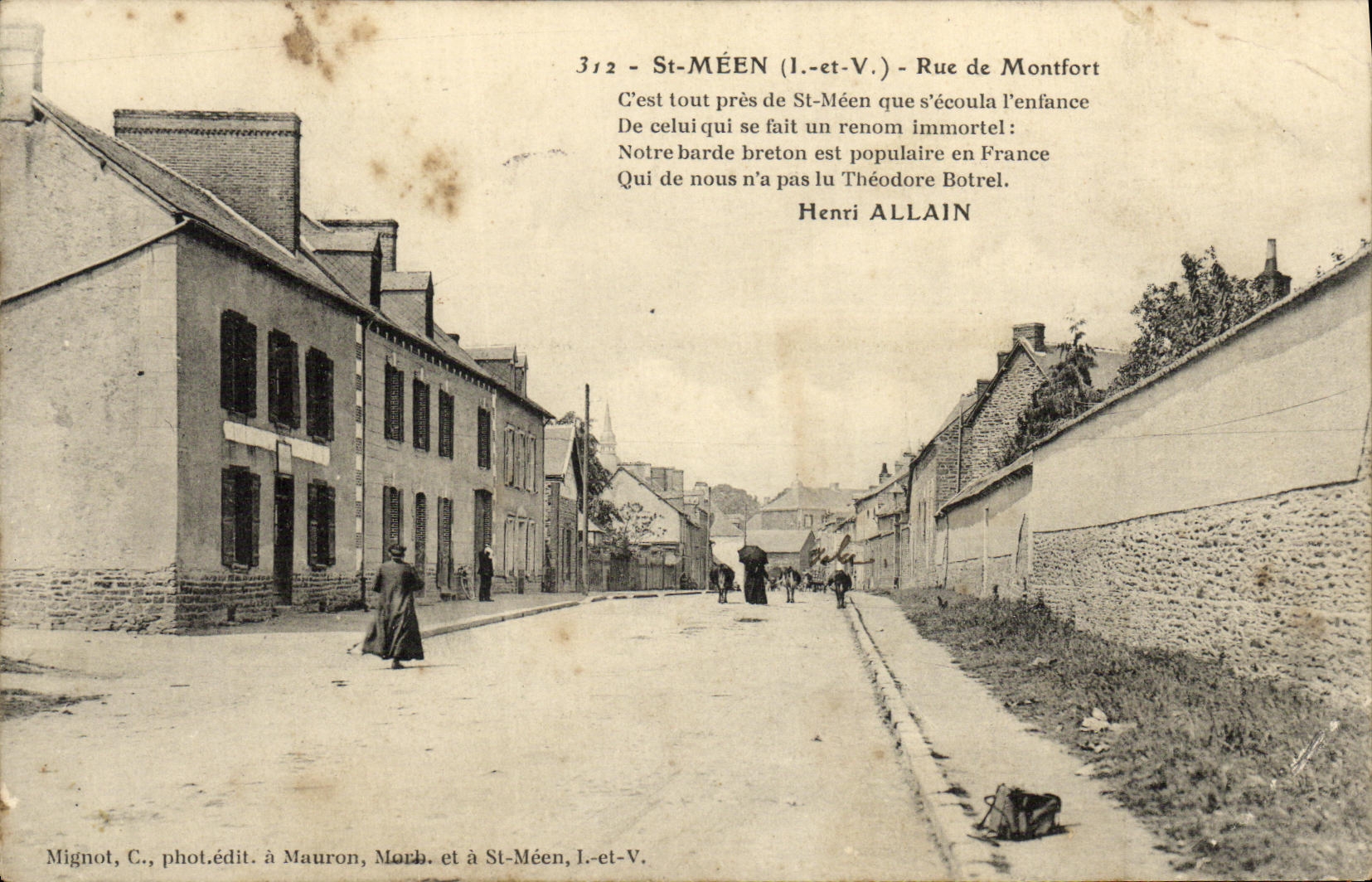 CPA St Meen Rue de Montfort