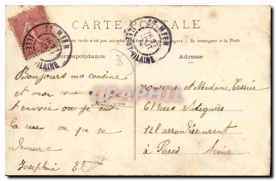CPA St Meen Rue de Montfort — Verso