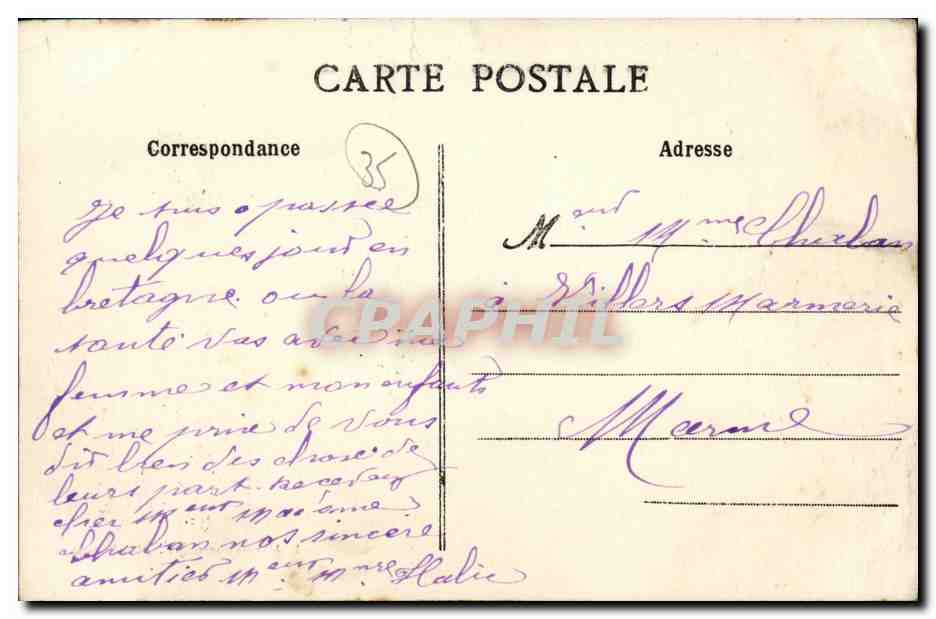 CPA St Meen La Rue Saint Jean A gauche Bureau de Poste Ancein seminaire — Verso