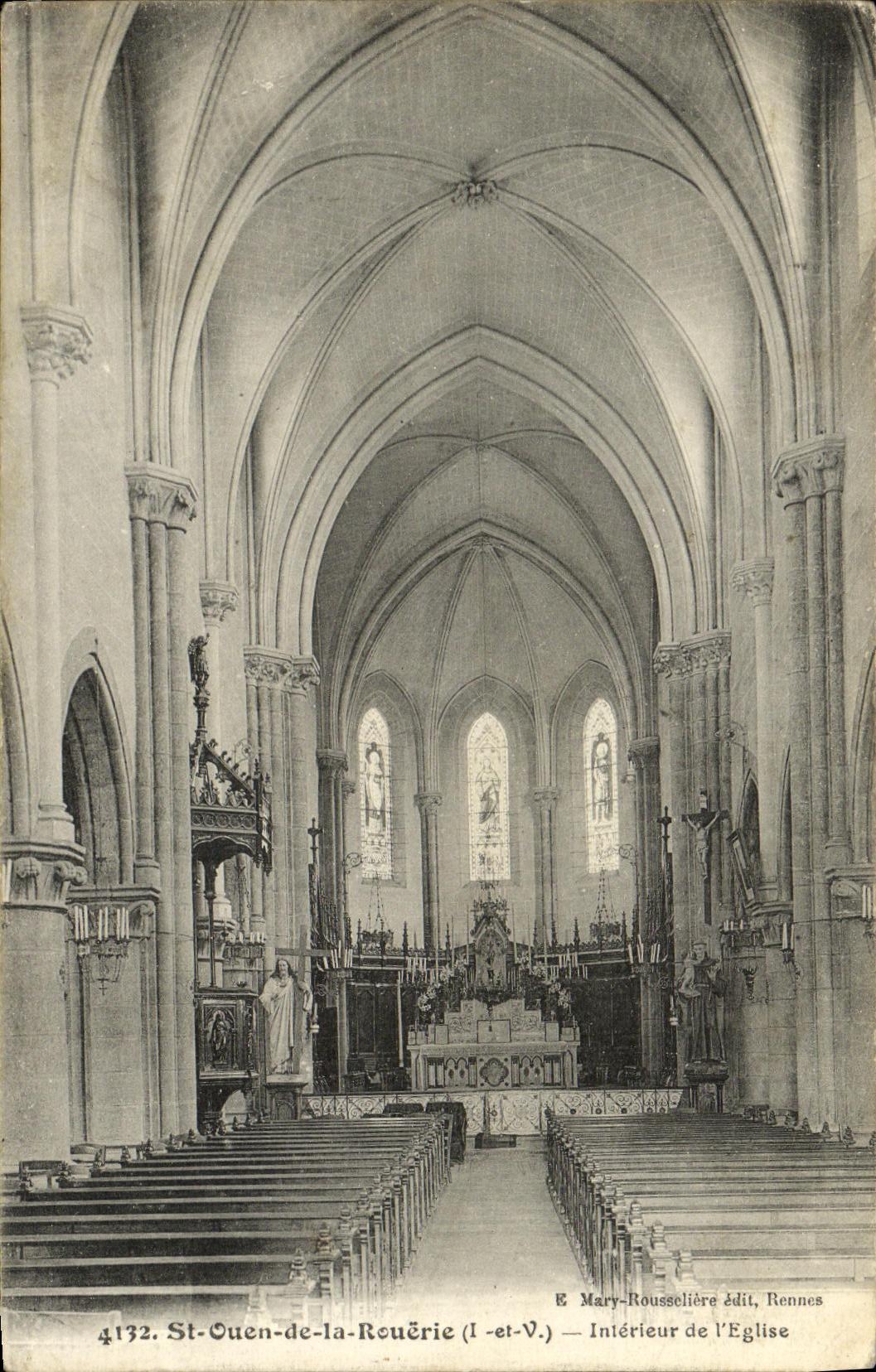 St-Ouen-de-la-Reuérie — Intérieur de l'Église — E. Mary-Rousselière édit, Rennes