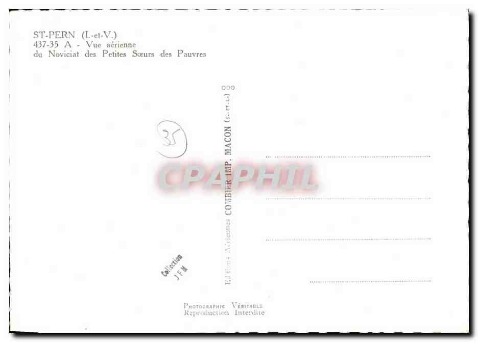 Saint-Périn (Loire-et-Vendée) — Vue aérienne du noviciat des Petites Sœurs des Pauvres — Édition Combier — Verso