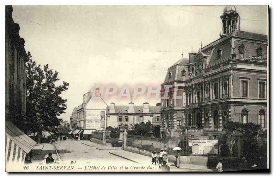 Saint-Servan — L'Hôtel de Ville et la Grande Rue — éditeur inconnu, n° 26