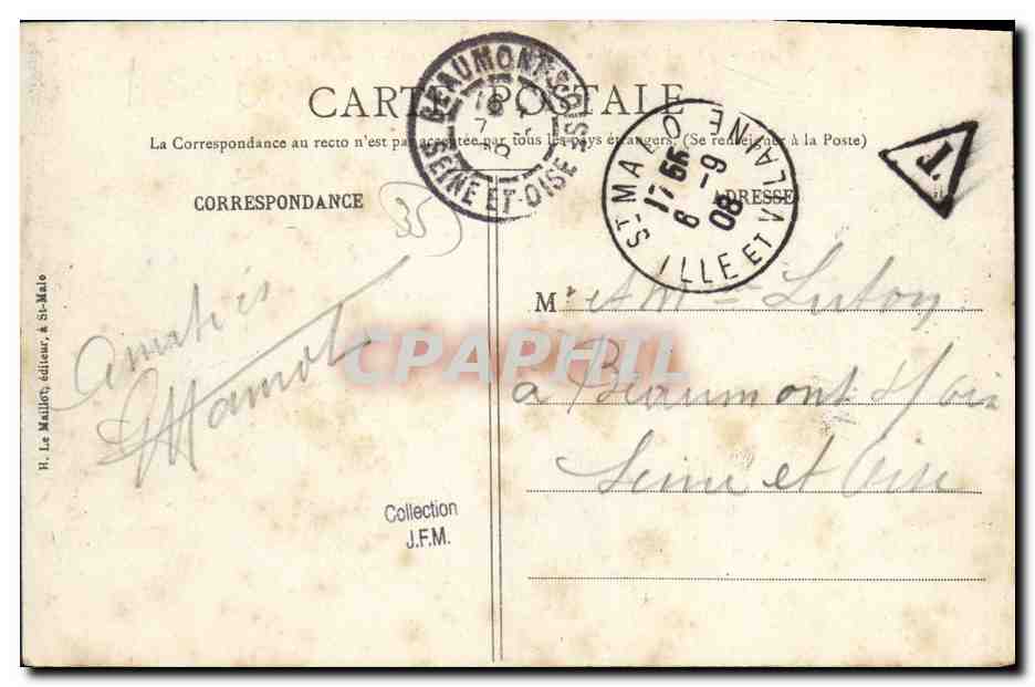 St-Servan — Vue générale de Solidor et de la Cité — Au loin, Dinard — R. Le Maillet, éditeur — Reverso
