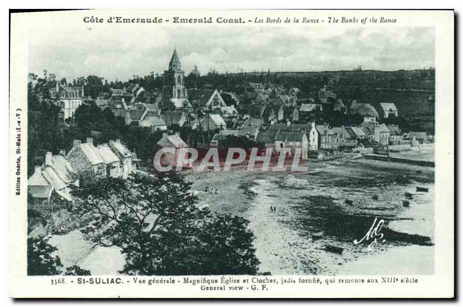 CPA St Suliac Vue Generale Eglise et clocher 