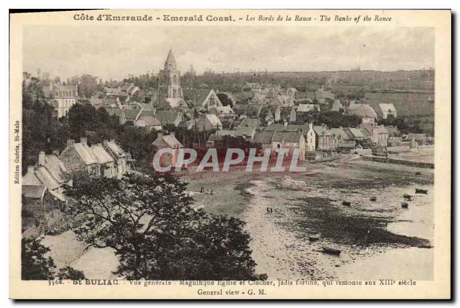 St BULIAC — Allgemeine Ansicht — Prächtige Kirche und Turm, einst befestigt, aus dem 13. Jahrhundert — Ausgabe Guérin, St-Malo, Nr. 3568