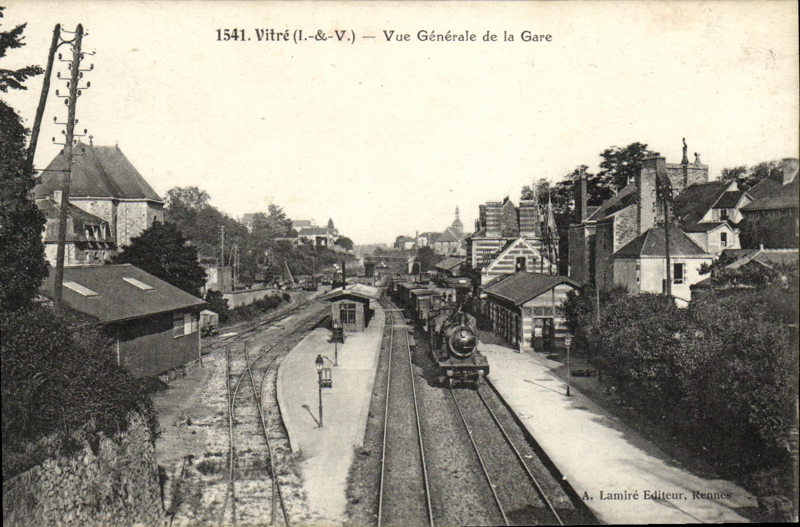 Vitré (I.-&-V.) — Vista General de la Estación — A. Lamiré Editor, Rennes - Anverso