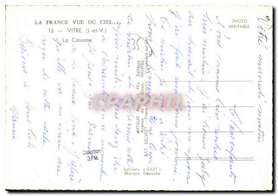 La Caserne — Vitre (Il-et-V.) — Éditeur Gaby — Rückseite