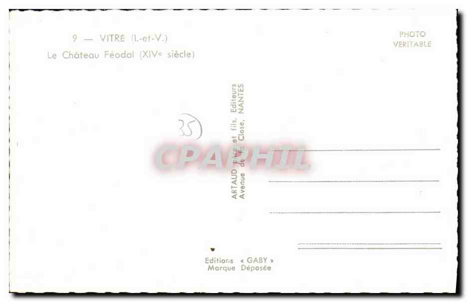 Vitré — Le Château Féodal (XIVe siècle) — Éditions Gaby — Verso