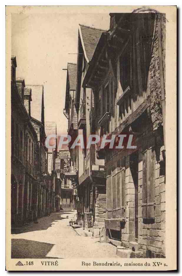 Vitré — Rue Beaudrairie, maisons du XVᵉ s. — Cie des Arts Photographiques, n°148