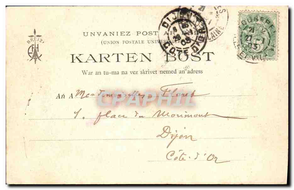 Bord d'étang, près du Château des Rochers — Promenade de Madame de Sévigné — Collection E. Hamontec, n° 852 — Verso