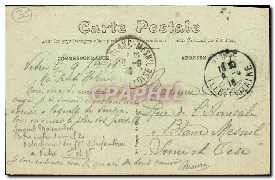 Vitré (Il-et-V.) — Le Château des Ducs de la Trémoille — côté Sud et les Fossés — E. Mary-Rousseillier édit. Beaune — Rückseite