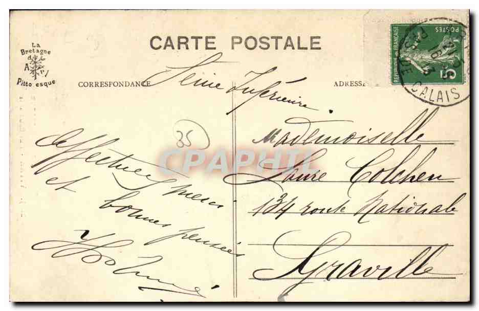 Vitré - Straße Baudrairie — Die malerische Bretagne, Serie 2665, veröffentlicht von Wargon, St-Briac — Rückseite