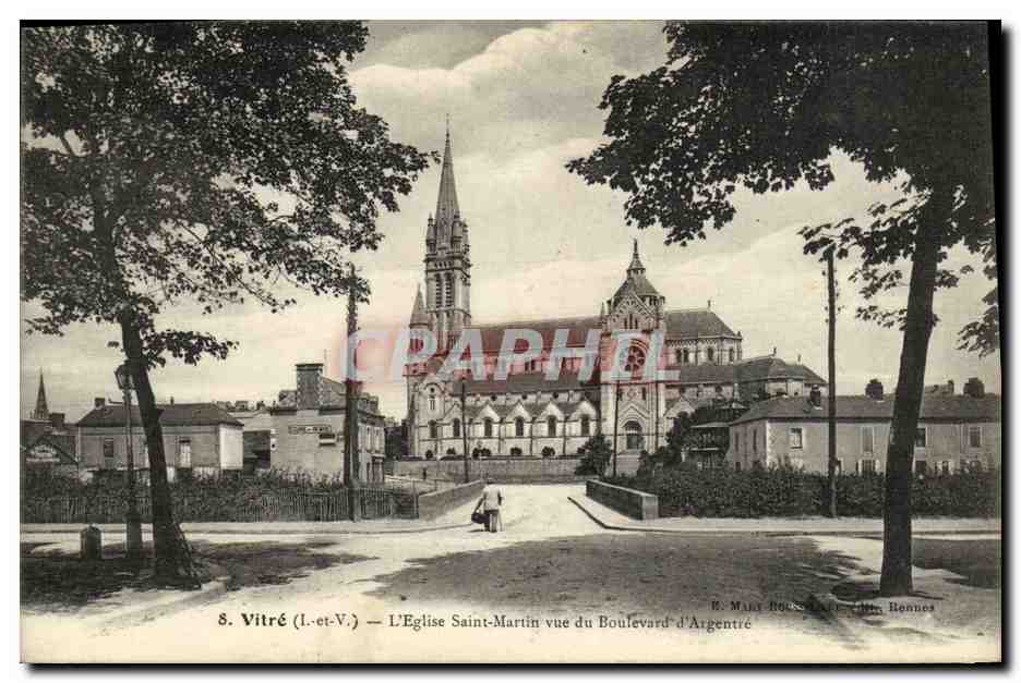 Vitré (Il-et-V.) — L'Église Saint-Martin vue du Boulevard d'Argentére — E. MARY ROUSSE, Bonnes