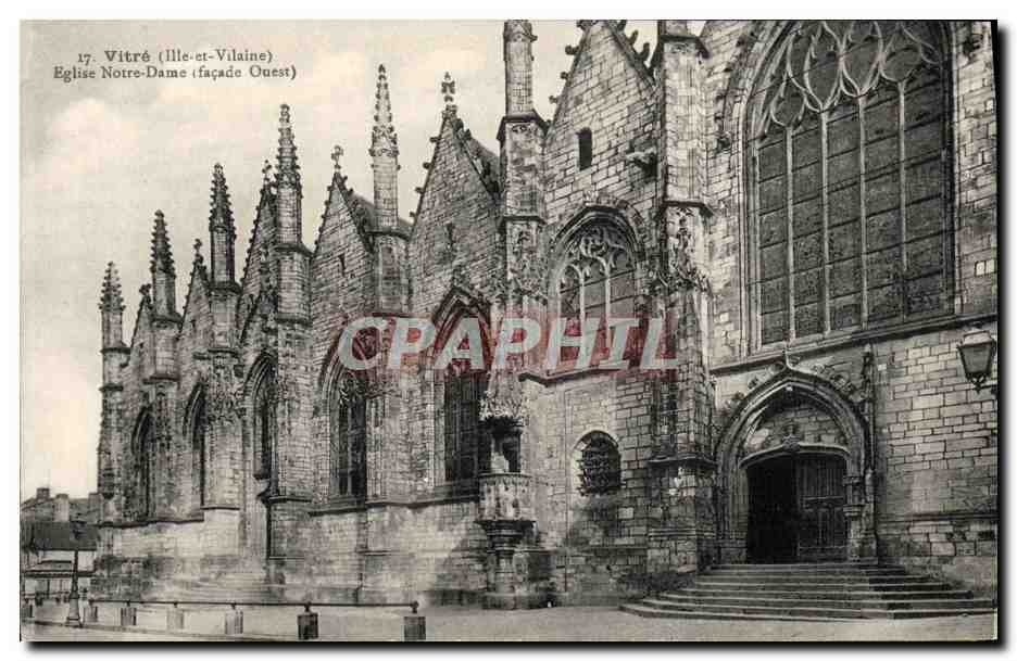 Vitré (Ille-et-Vilaine) — Église Notre-Dame (façade Ouest) — J. Nuran, Rep. Int.