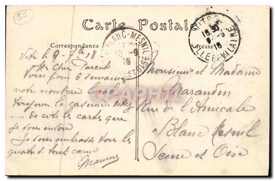 VITRE — Caserne du 70e régiment d'Infanterie — J. Sôrte, Editeur, Rennes — Rückseite