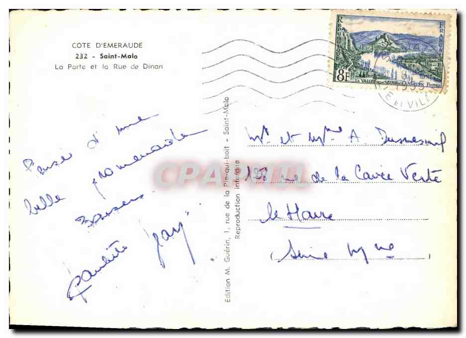 Rue de Dinan — Saint-Malo — Édition M. Guérin, 1er série — Verso
