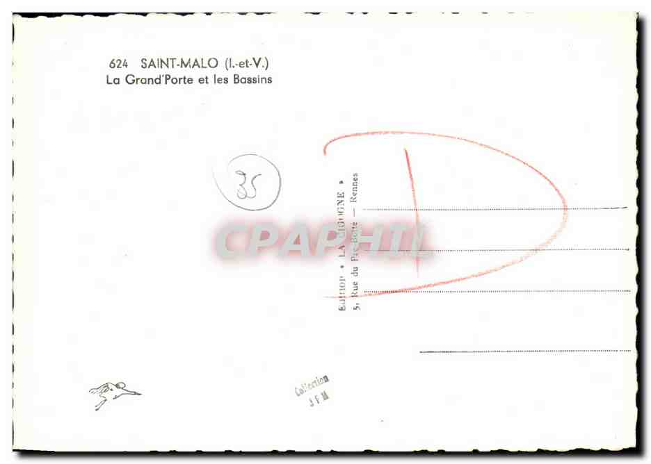 Saint-Malo (Il-et-V.) — La Grand'Porte et les Bassins — Édition La Giphène, n°624 — Reverso