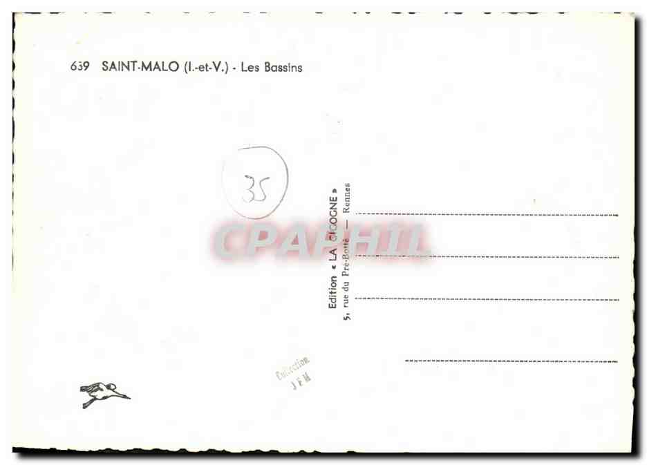 CPM Saint Malo Les Bassins Bateau Voilier — Verso