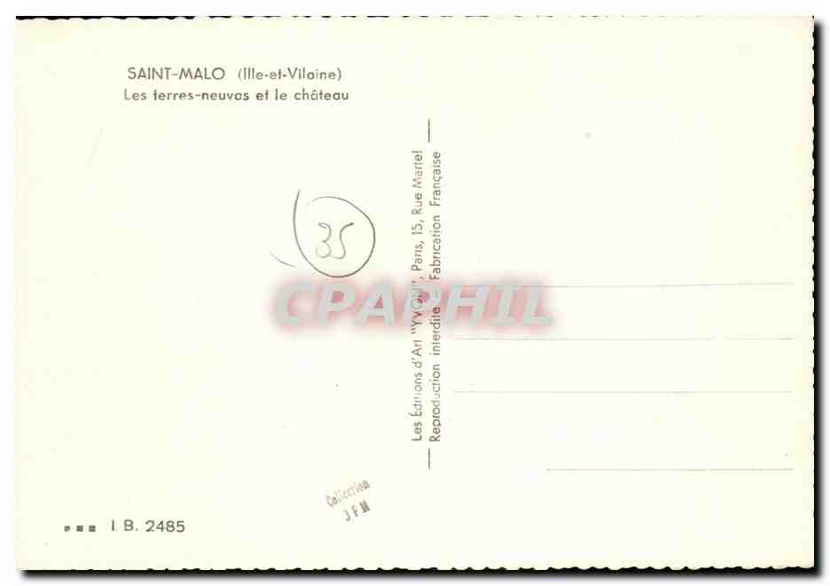 CPM Saint Malo Les Terres Neuvas et le Chateau Bateaux — Verso