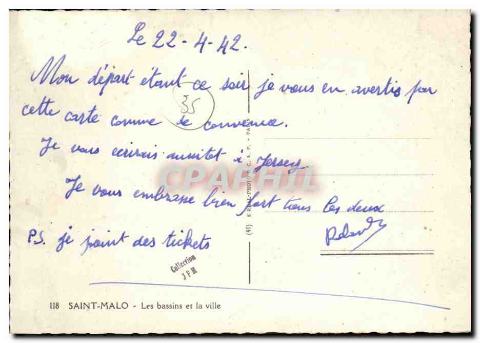 Saint-Malo — Les bassins et la ville — Cap — Verso