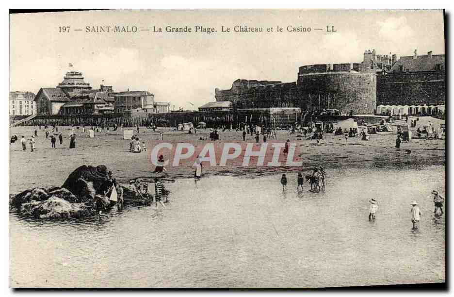 Saint-Malo — La Grande Plage. Le Château et le Casino — LL