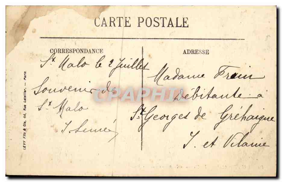 CPA St Malo Le Casino et le Bassin Vus des Remparts Bateau Voilier  — Verso