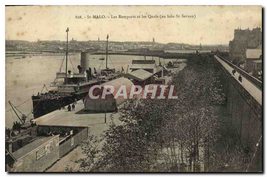 St-Malo - I Muri e i Moli (in lontananza St-Servan) — editore H. Le Maillo, n° 828