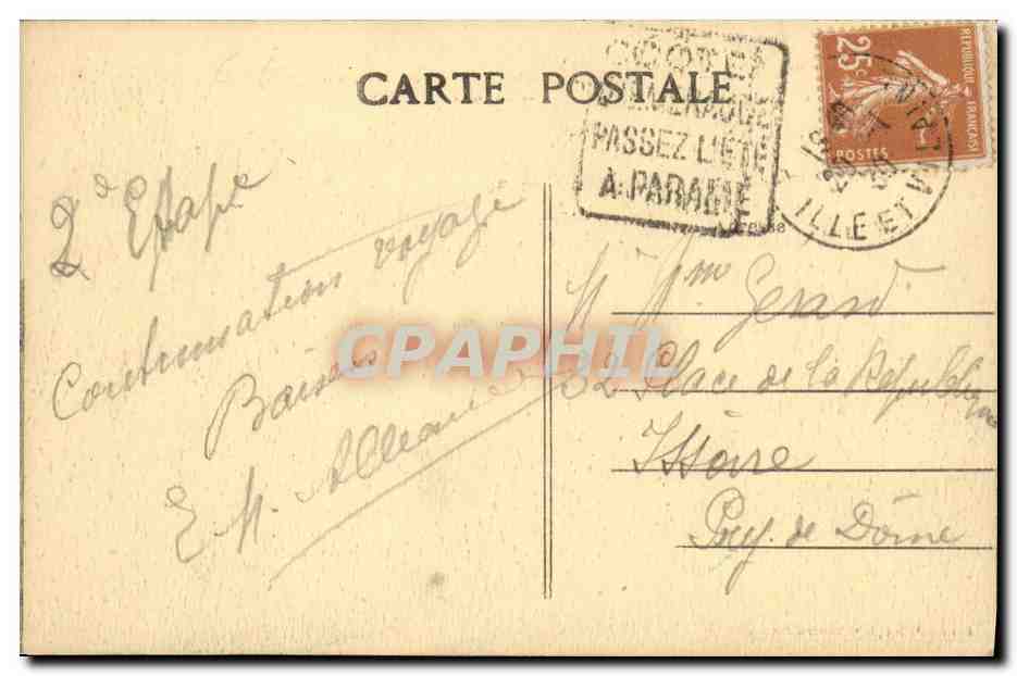 St-Malo (I.-et-V.) — La Gare des Tramways, le Casino et le Bassin — Édition A. Lamiré, Rennes — Verso