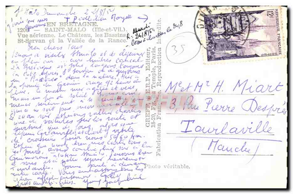 Saint-Malo — Vue aérienne du château, des bassins et de la vallée de la Rance — Greff, Paris — Reverso