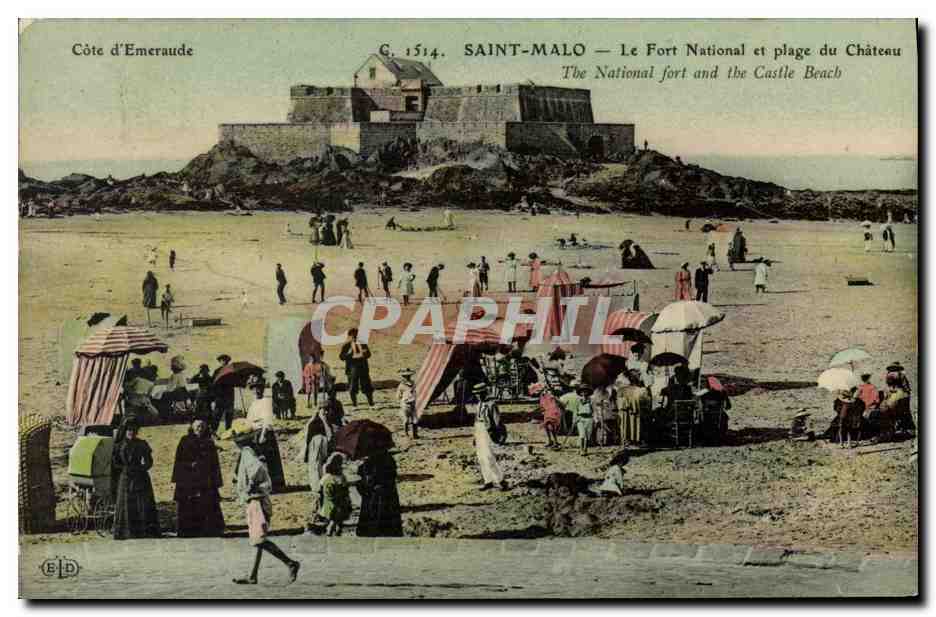 Saint-Malo — Le Fort National et plage du Château — G. 1514