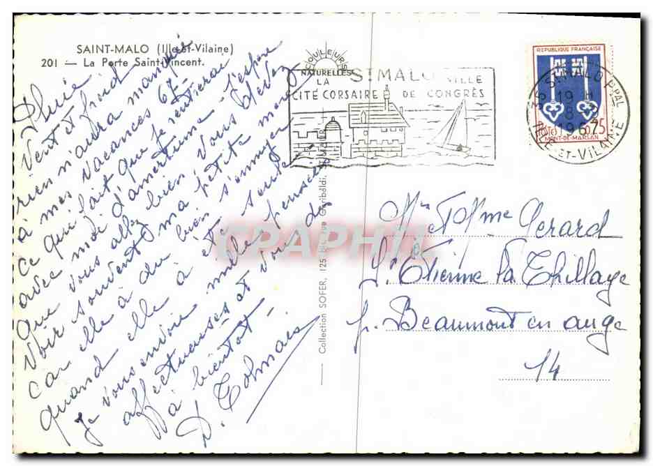 Porte Saint-Vincent — Saint-Malo (Ille-et-Vilaine) — Éditeur : SOFFER, n°201 — Reverso