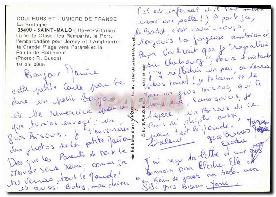 Saint-Malo — La Ville Close, les Remparts, le Port, la Grande Plage vers l'Angleterre — Éditions d'Art Jean-Jaurès-94-Arcueil — Reverso