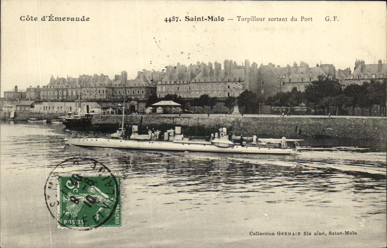 Saint-Malo — Torpedero saliendo del Puerto — Colección GERMAIN hijo mayor, Saint-Malo