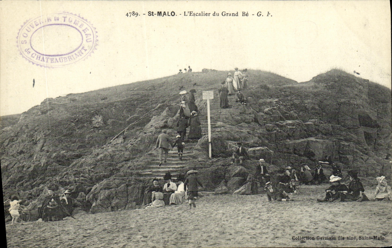 St-Malo - L'Escalier du Grand Bé - G. P. - Souvenir du Tombeau de Châteaubriant