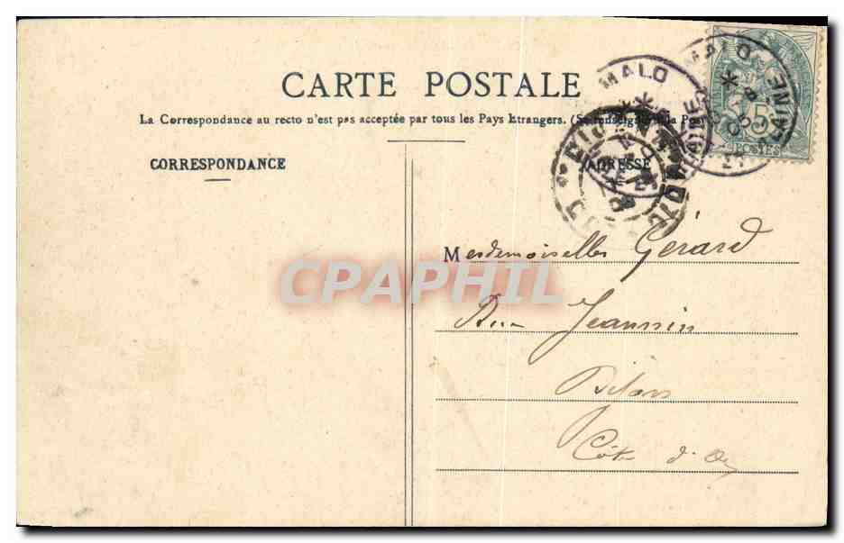 St-Malo - Le Môle des Noires — vue du port avec bateaux et phare — Collection H. L. M. — Reverso