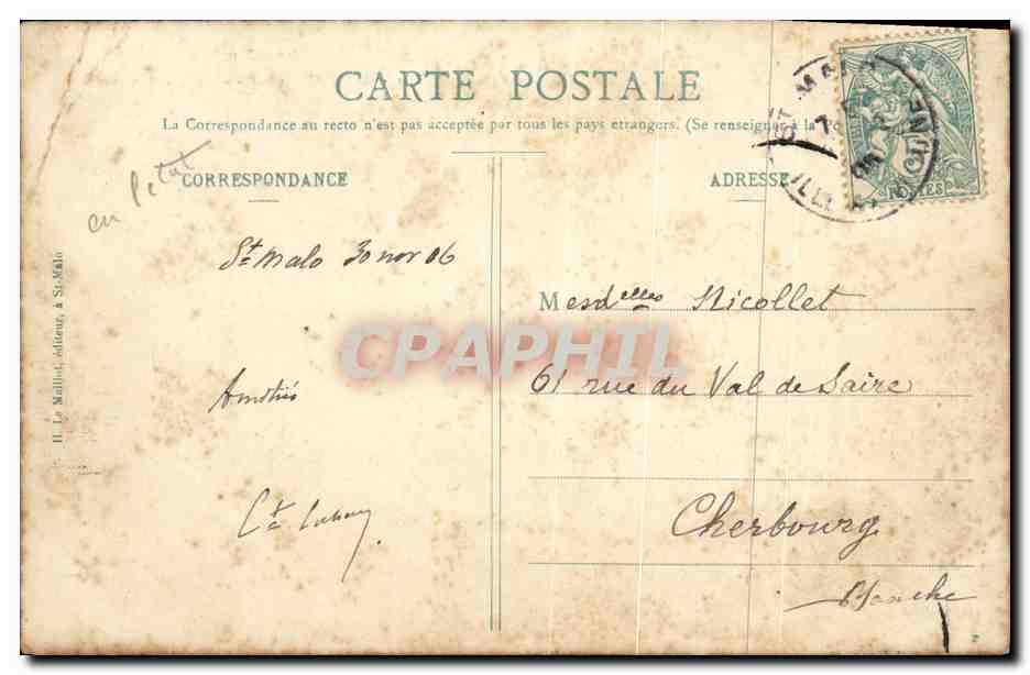CPA Saint Malo Course de Bisquines Cancalaises Bateaux voiliers — Achterkant