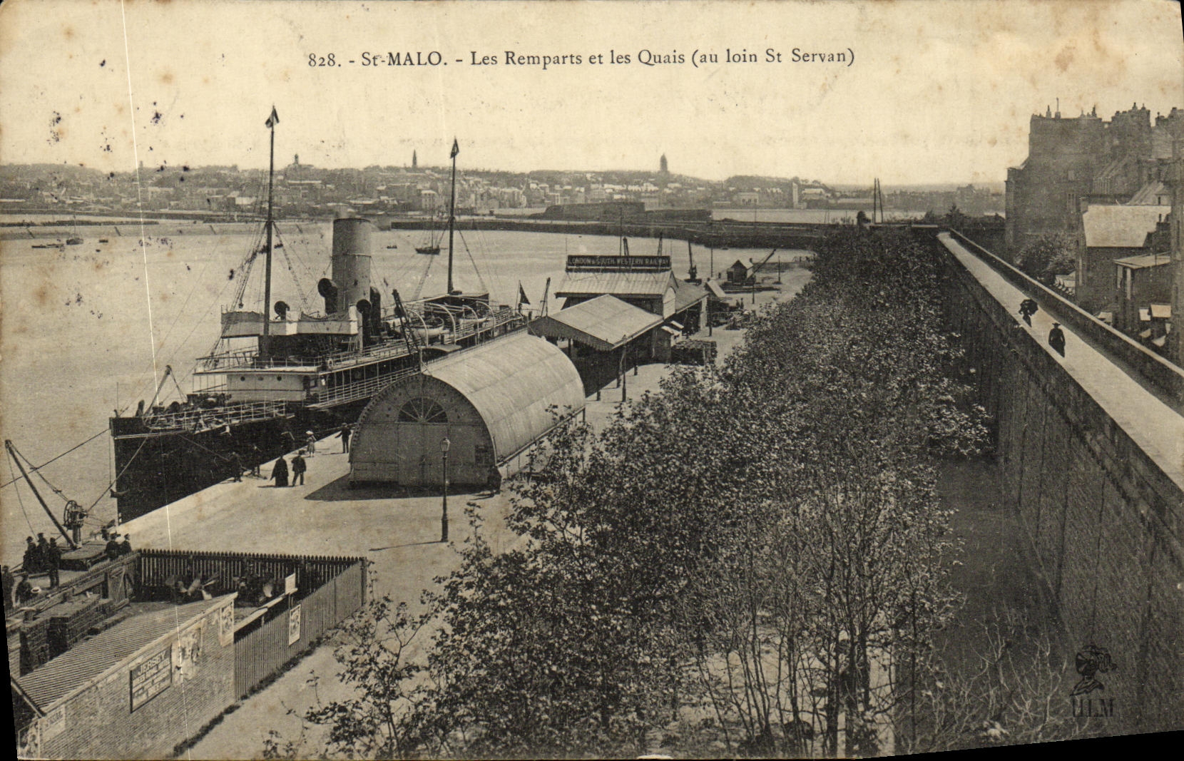 Saint-Malo - Los Baluartes y los Muelles (a lo lejos Saint Servan) — editor LILM, n° 828