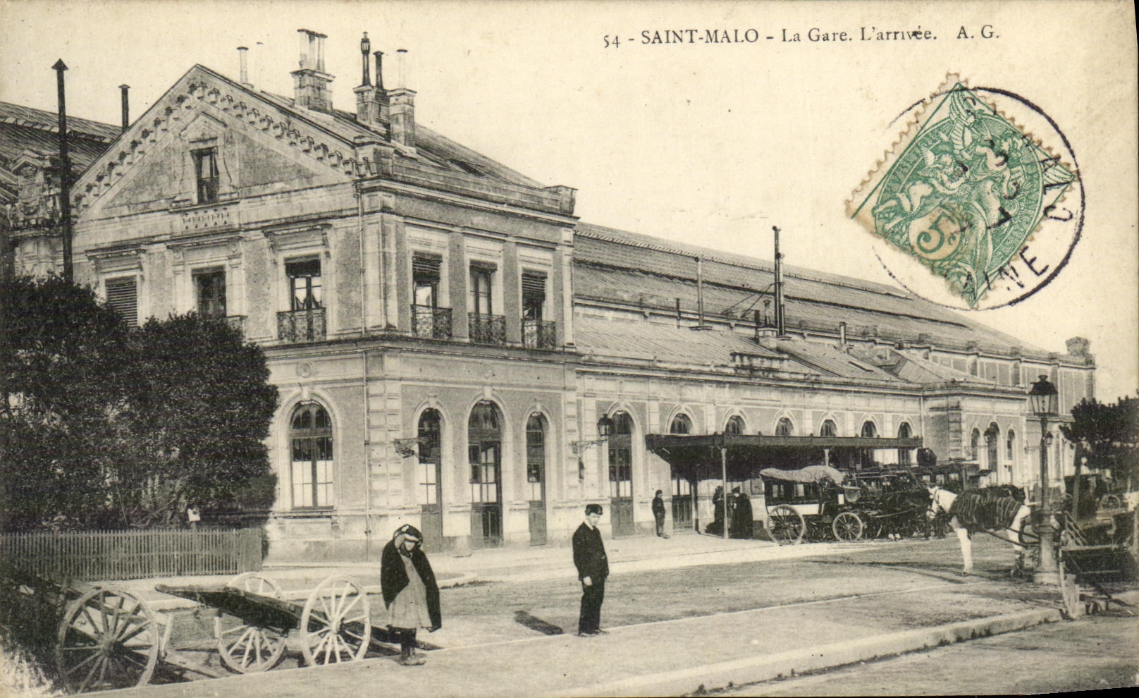SAINT-MALO - La Estación. La llegada. A.G. - Anverso