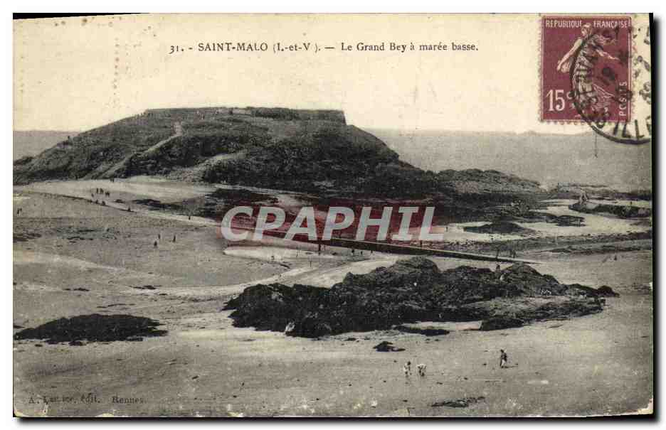 Saint-Malo (Il-et-V) — Le Grand Bey à marée basse — A. Lautier, édit. Rennes