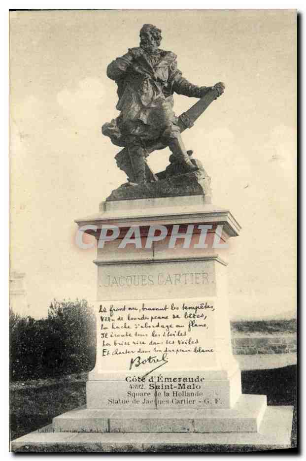 Statue de Jacques Cartier — Côte d'Émeraude, Saint-Malo — éditeur G. F.