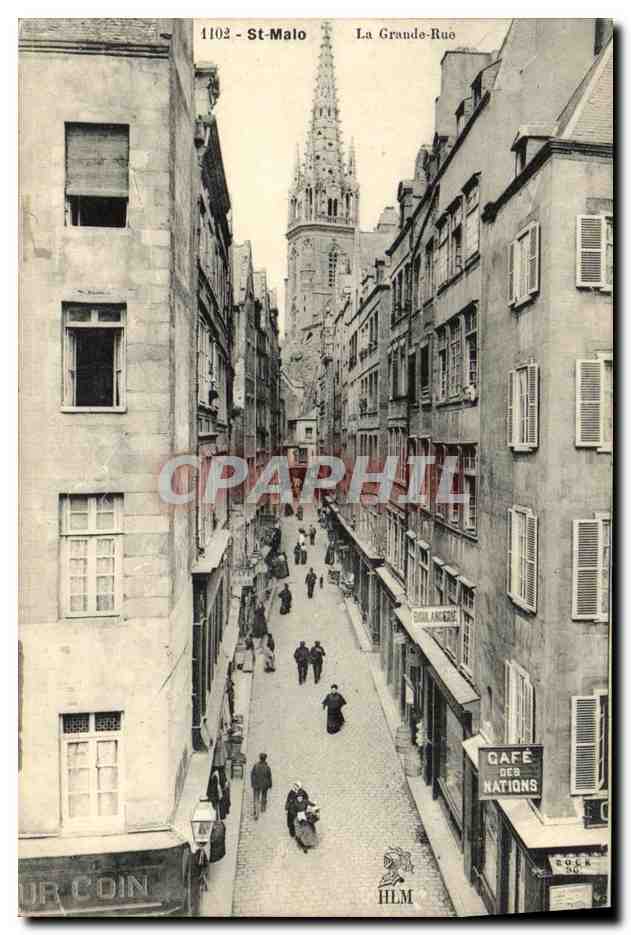 St-Malo - La Grande-Rue — vue de la cathédrale — H. Le Malliot, éditeur