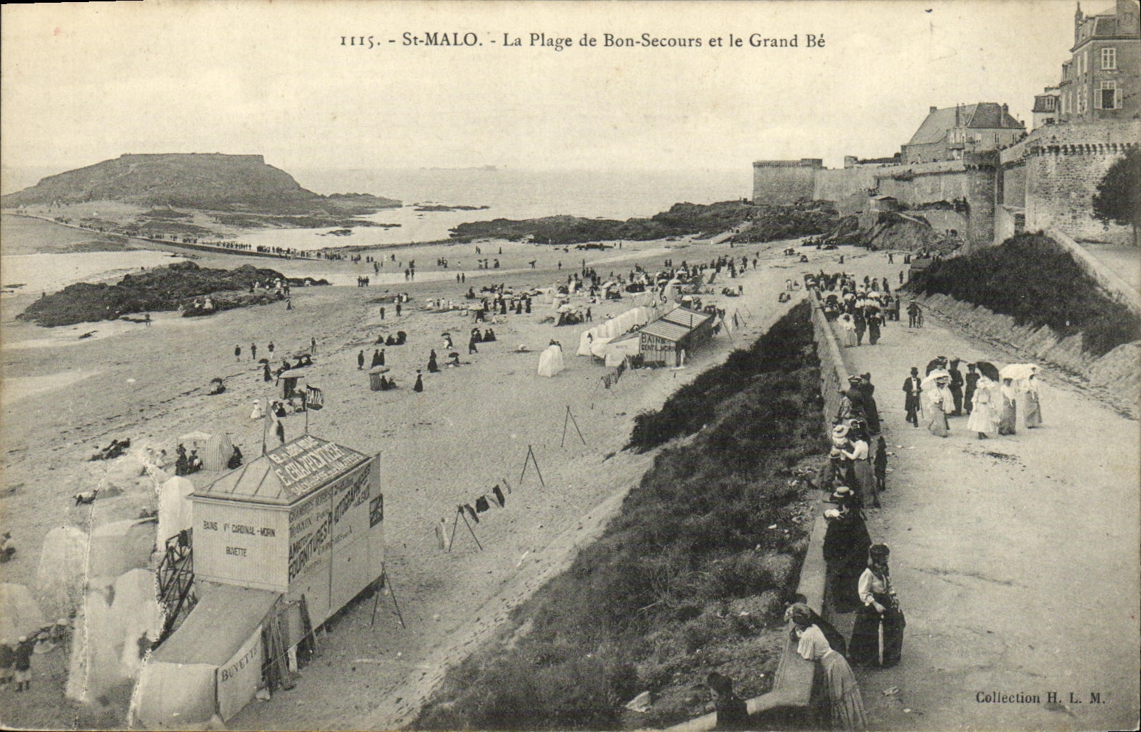 St-Malo - La Plage de Bon-Secours et le Grand Bé — Collection H. L. M.