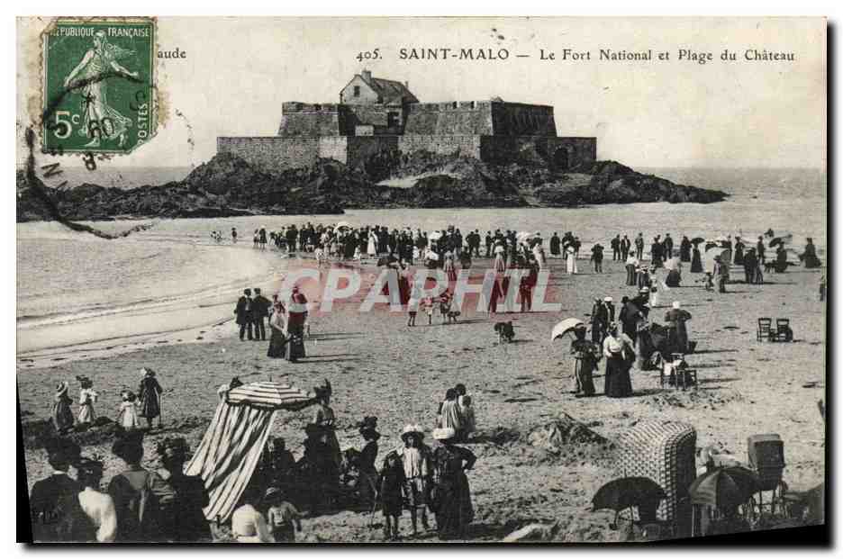 SAINT-MALO — Le Fort National et Plage du Château — éditeur inconnu, n° 405